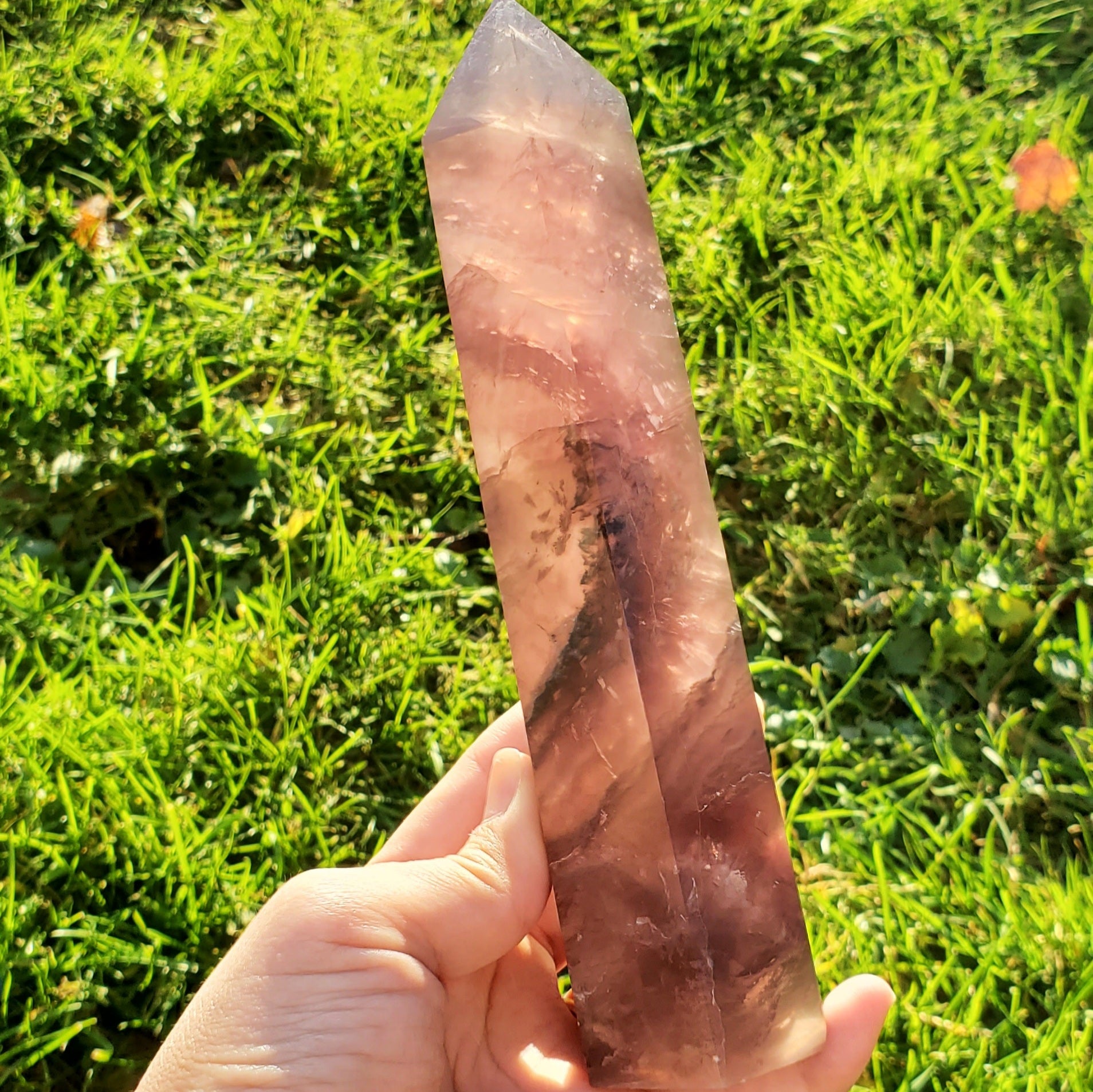 Large Magenta/Pink Fluorite Tower with Mica