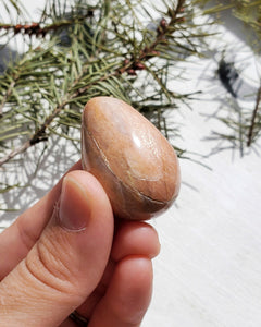 Peach Moonstone Egg Carving