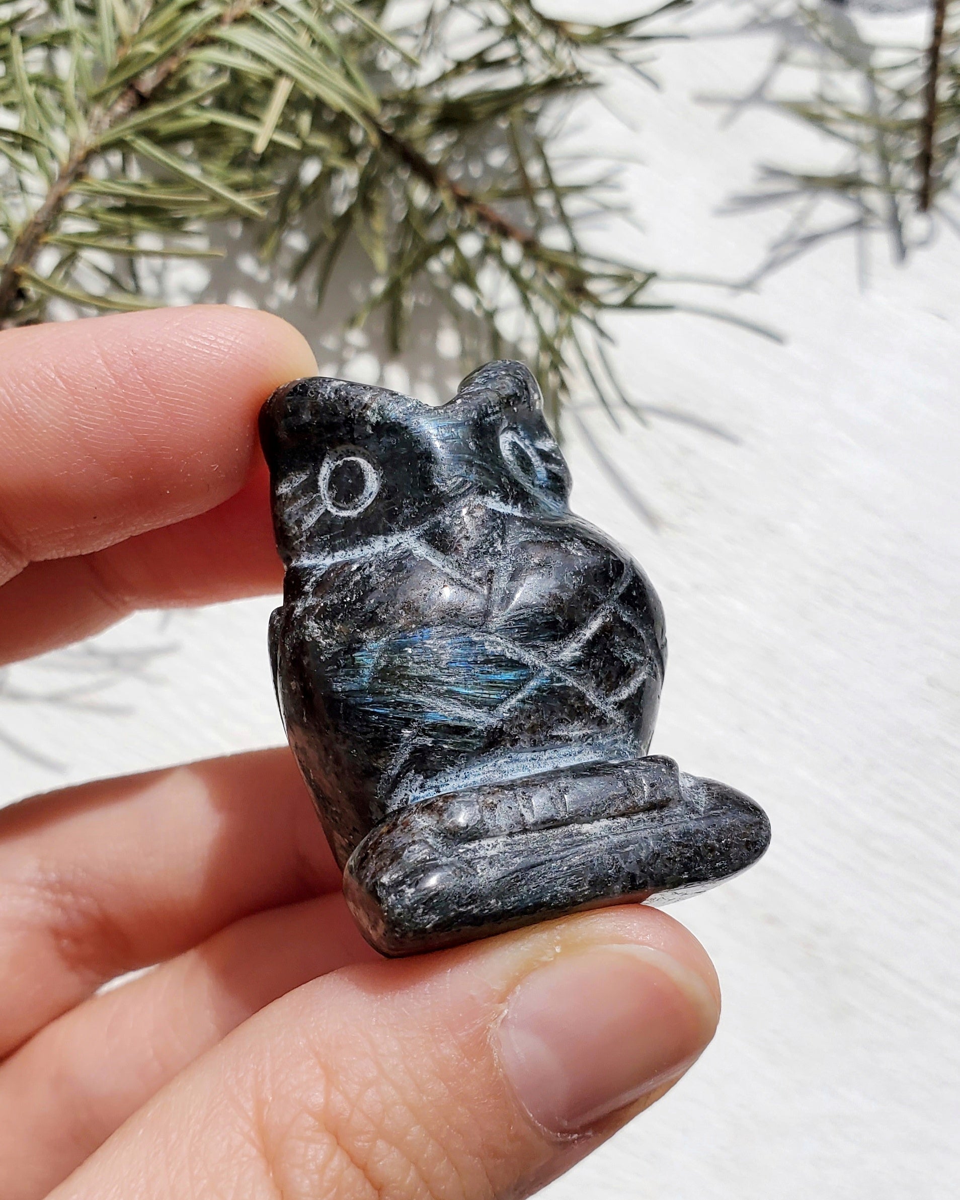 Blue Kyanite Owl Carving