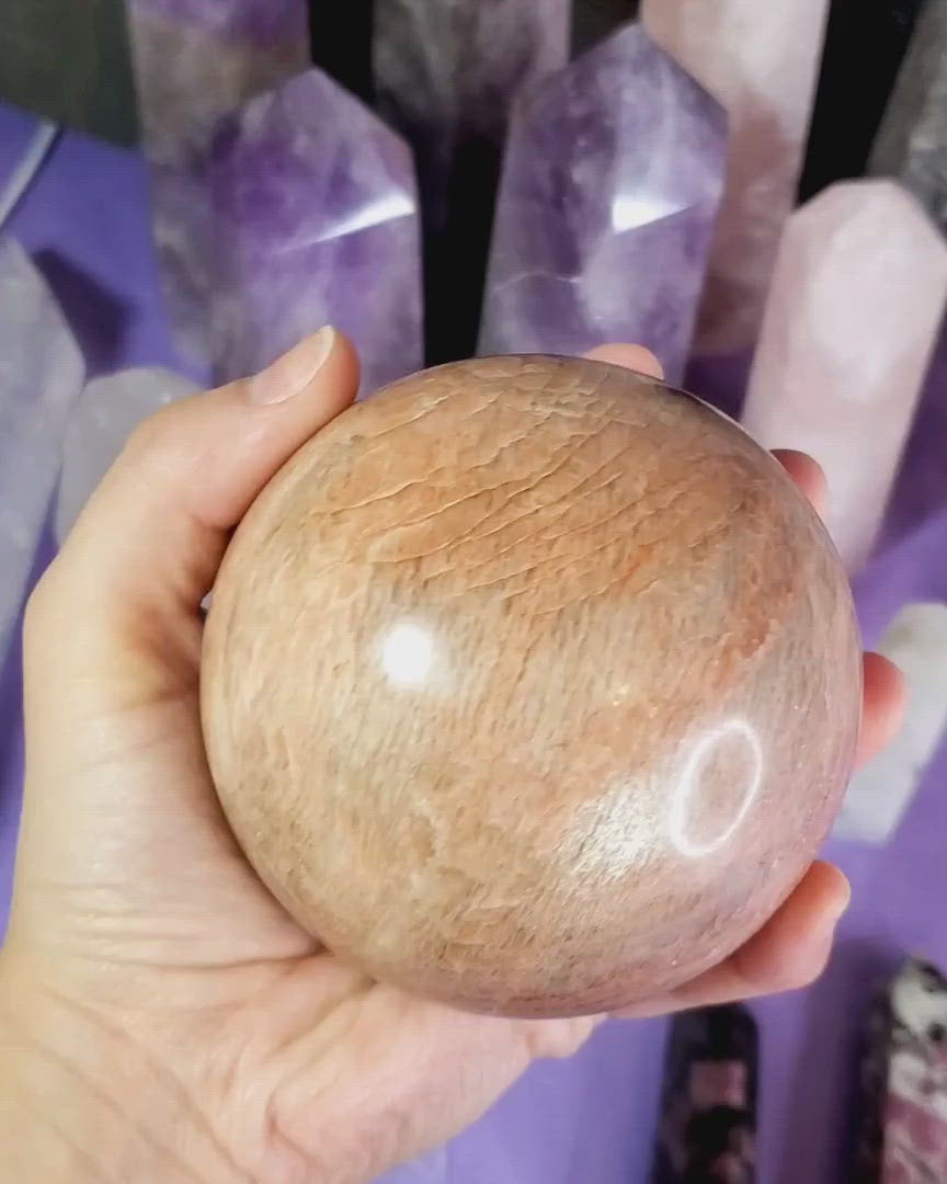 Large High Grade Peach Moonstone Sphere