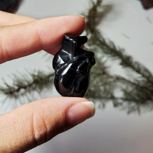 Golden Obsidian Human Heart Carving
