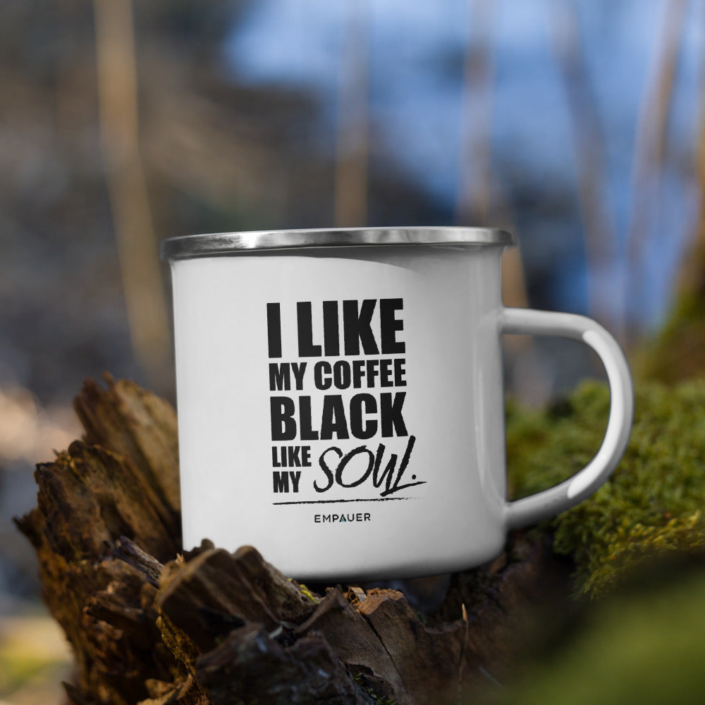 "I Like My Coffee Black" Enamel Mug