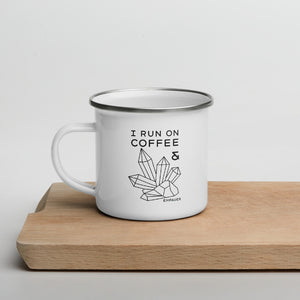 "Coffee and Crystals" Enamel Mug