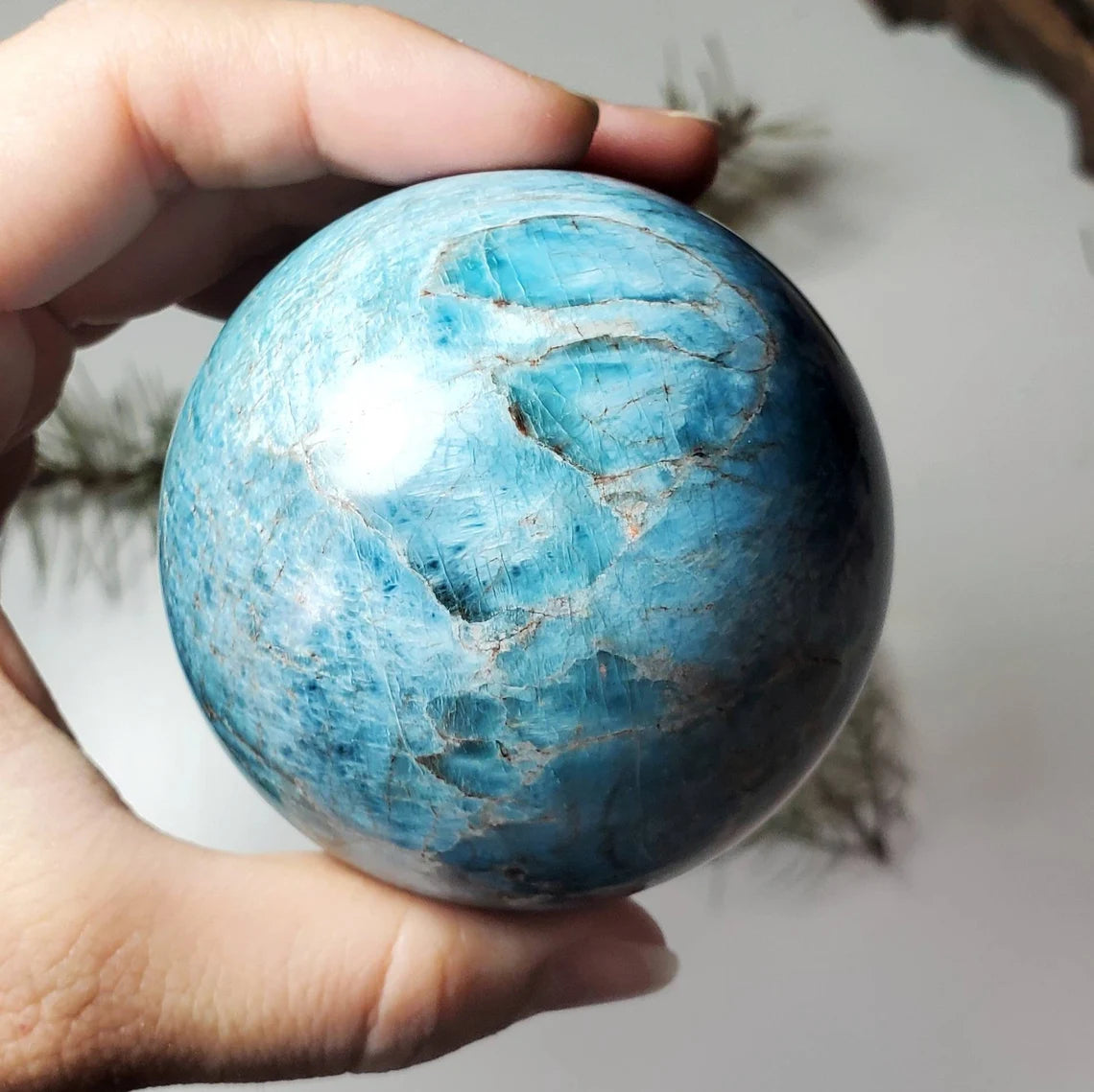 Large Blue Apatite Sphere