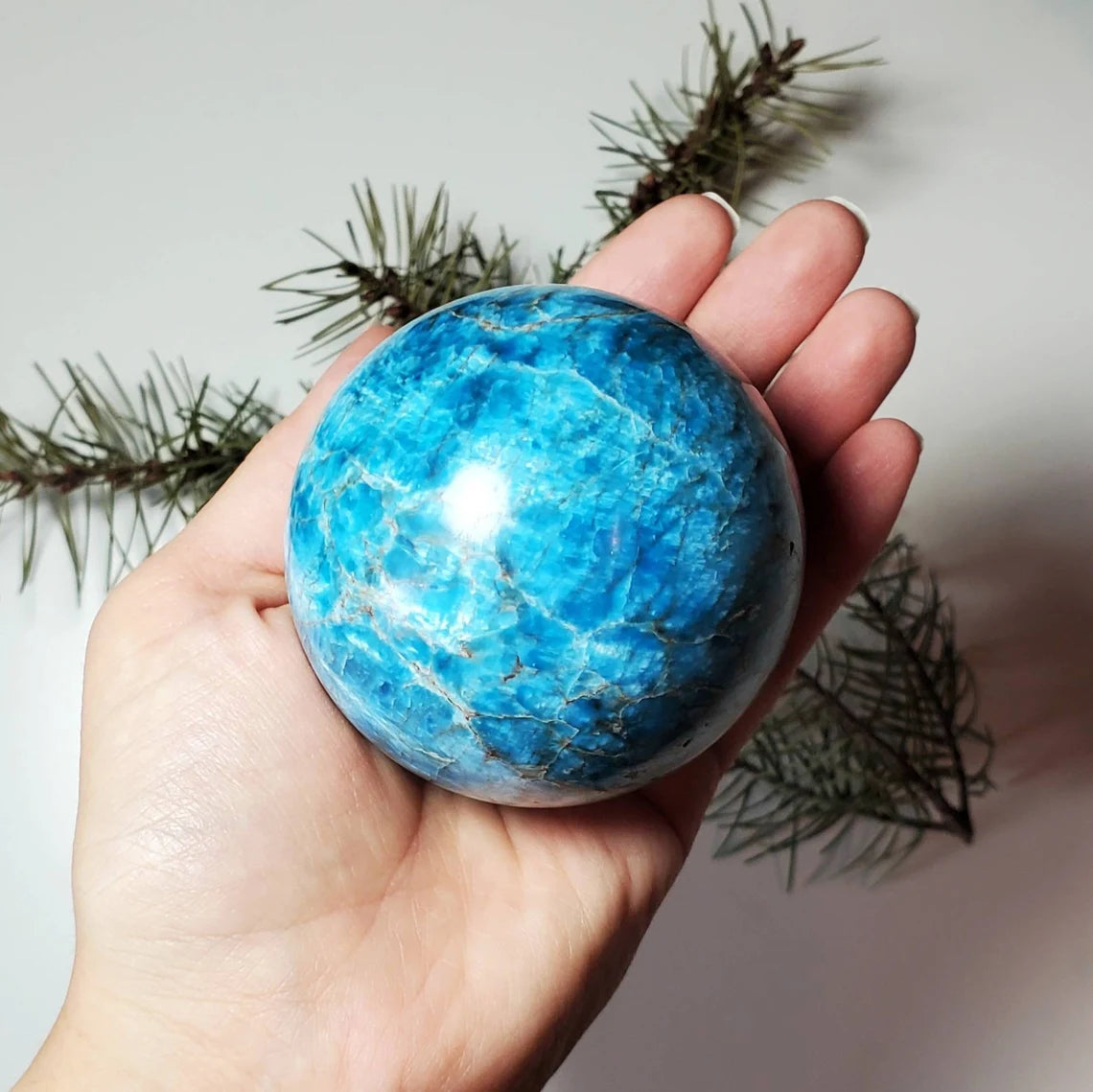Large Blue Apatite Sphere