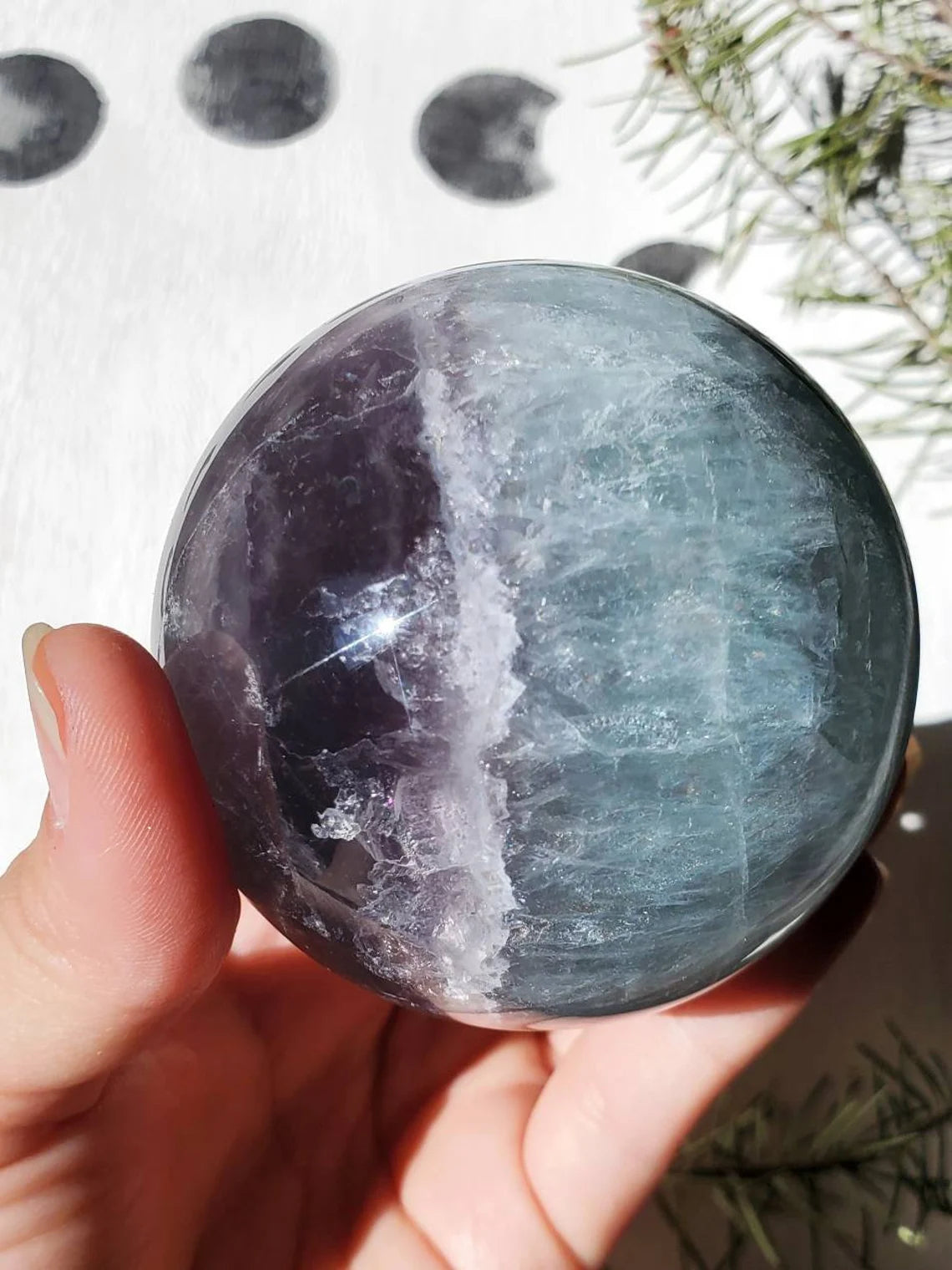 Mint/Purple Fluorite Sphere with Rainbows