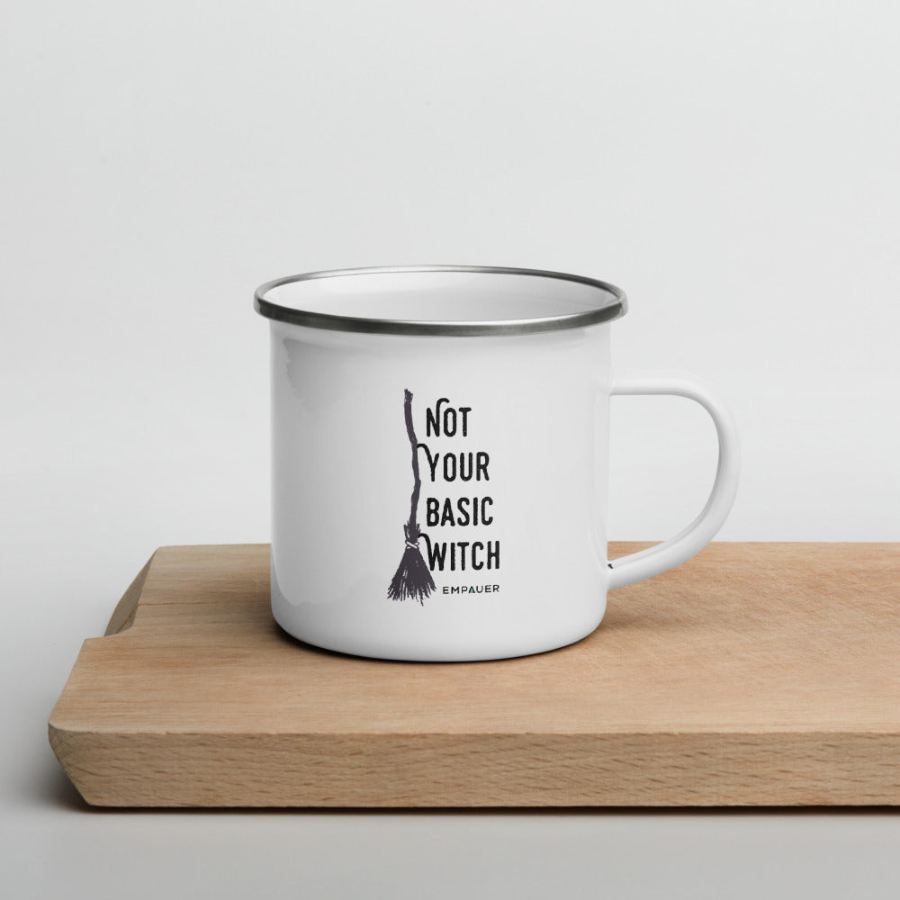 "Not Your Basic Witch" Enamel Mug