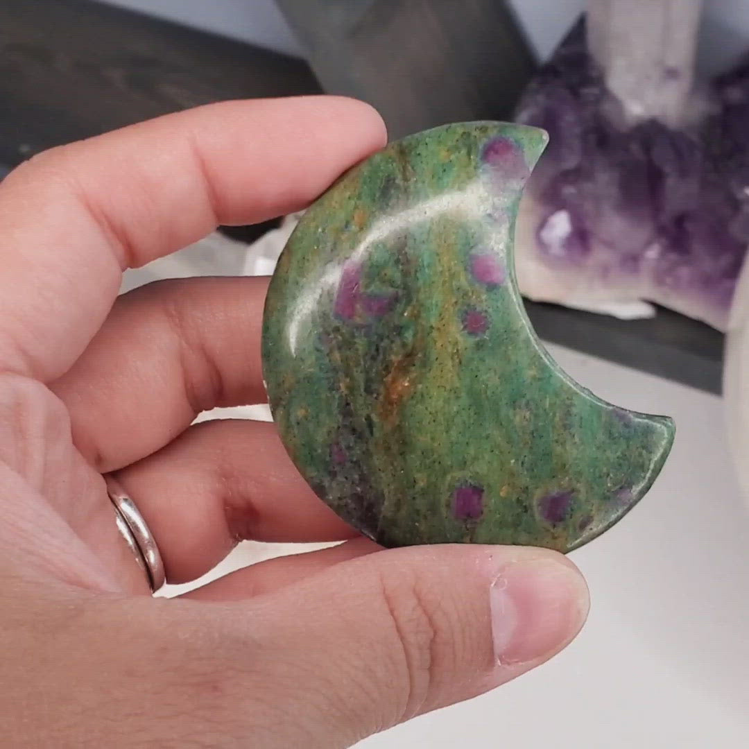 Ruby in Zoisite Moon Carving